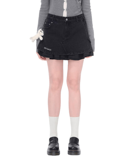 Multi-Way Patchwork Denim Mini Skirt