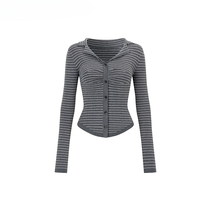 Striped Wool Slim Fit Knit Cardigan