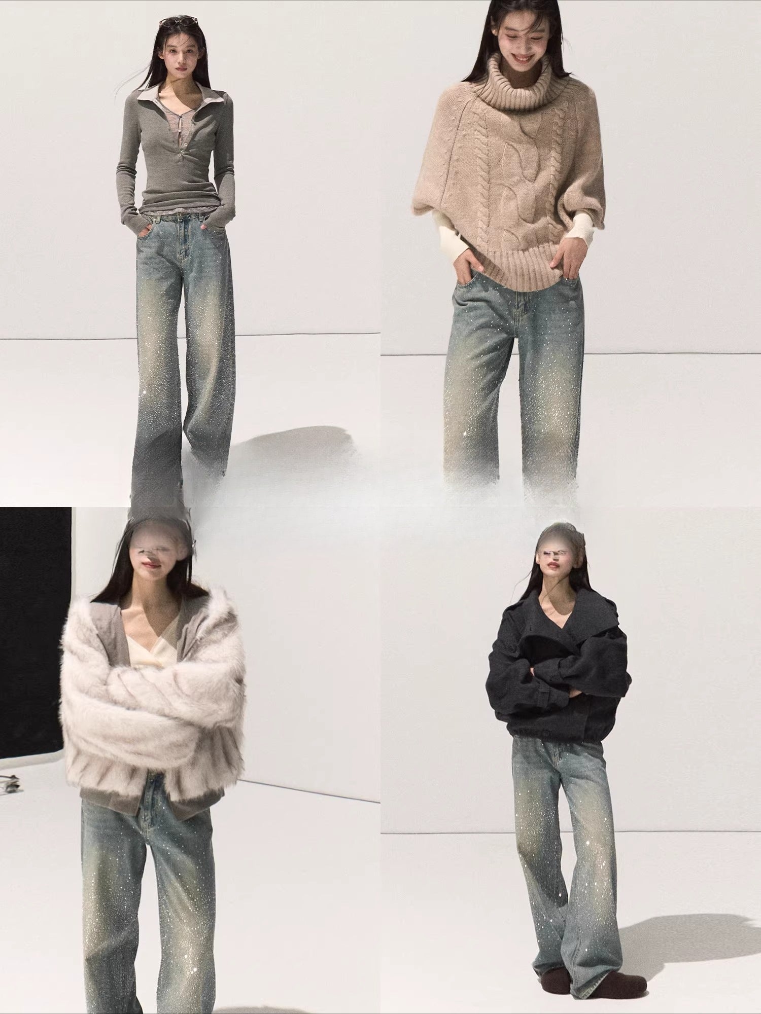 Washed Cotton Straight-Leg Jeans