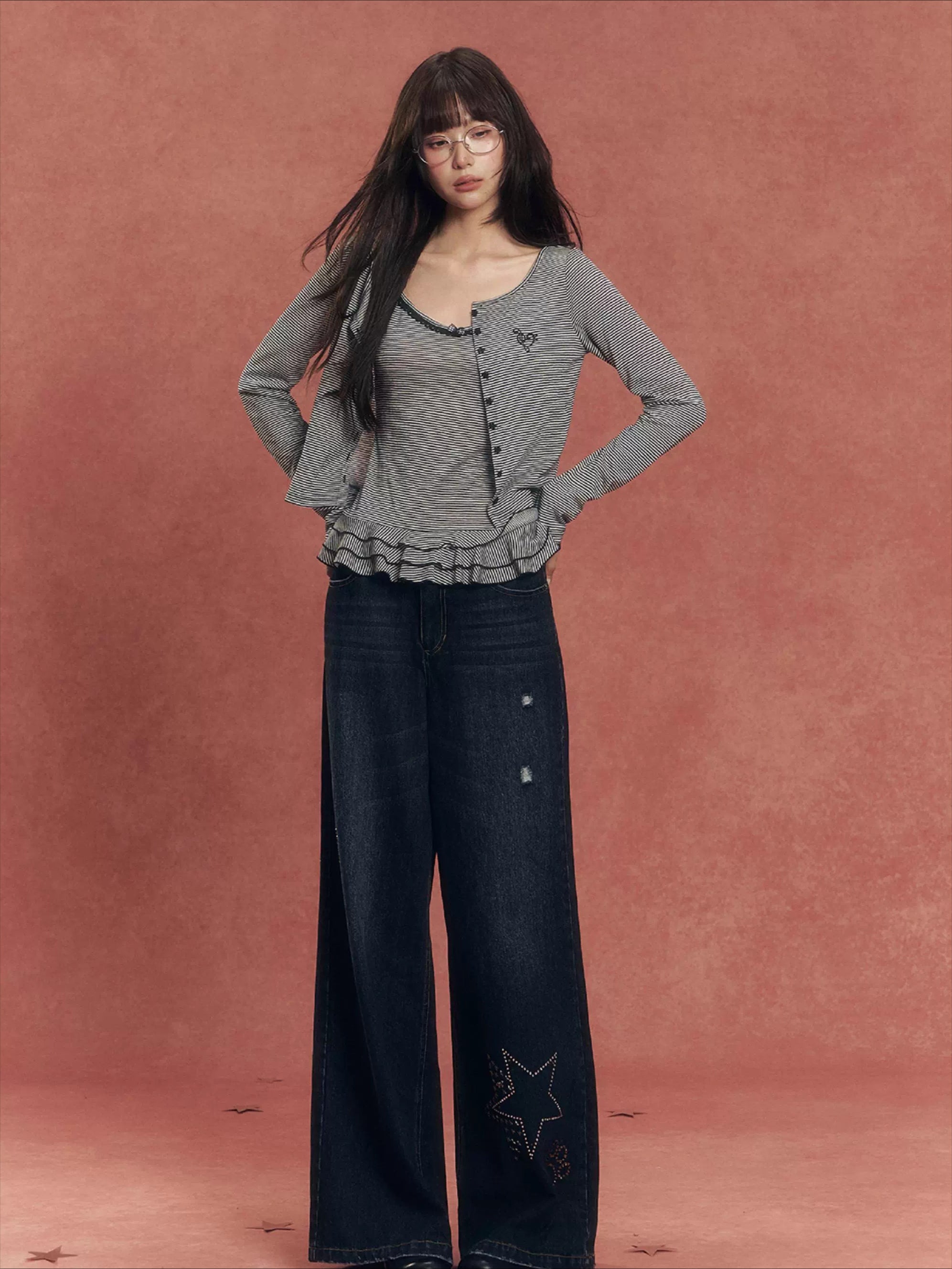 Lyocell Knit Cardigan Lace-Trim Camisole Set