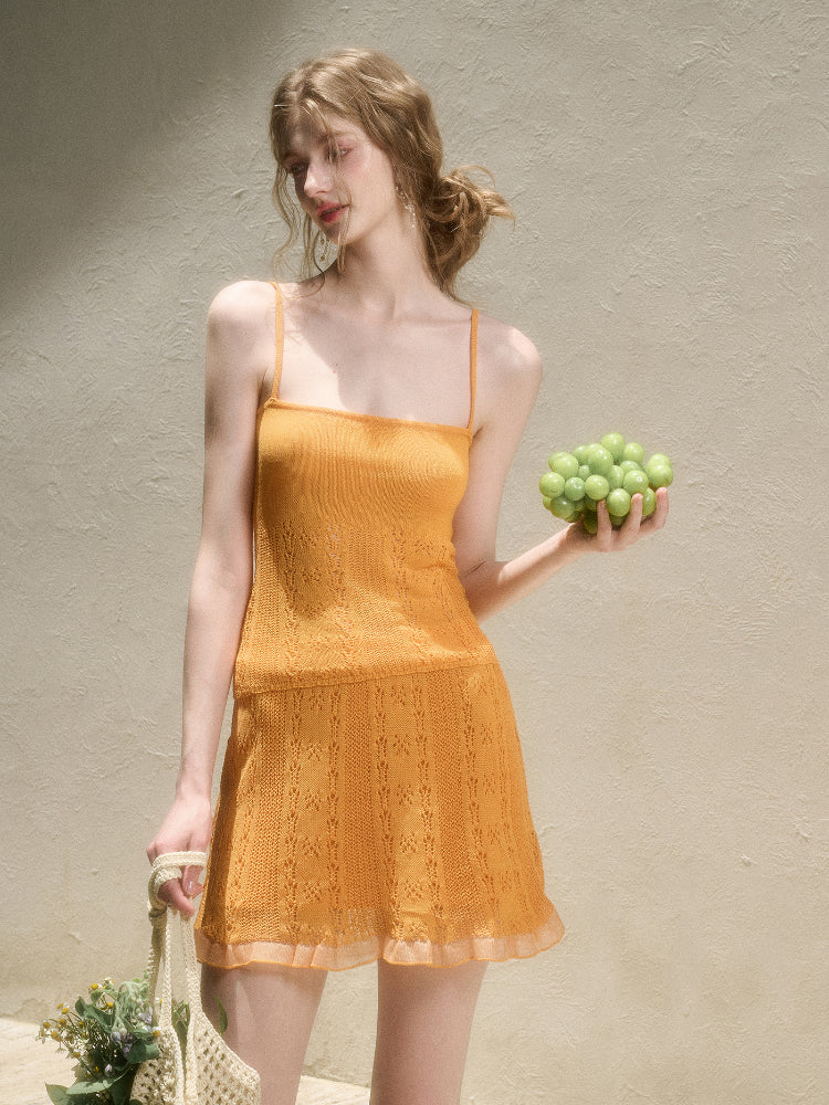 Cool Fabric Knitted Blouse &amp; Skirt Set