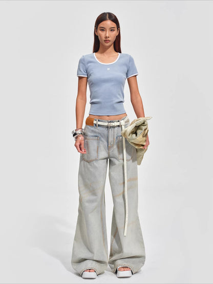 Colorblock Crewneck Fitted T-Shirt