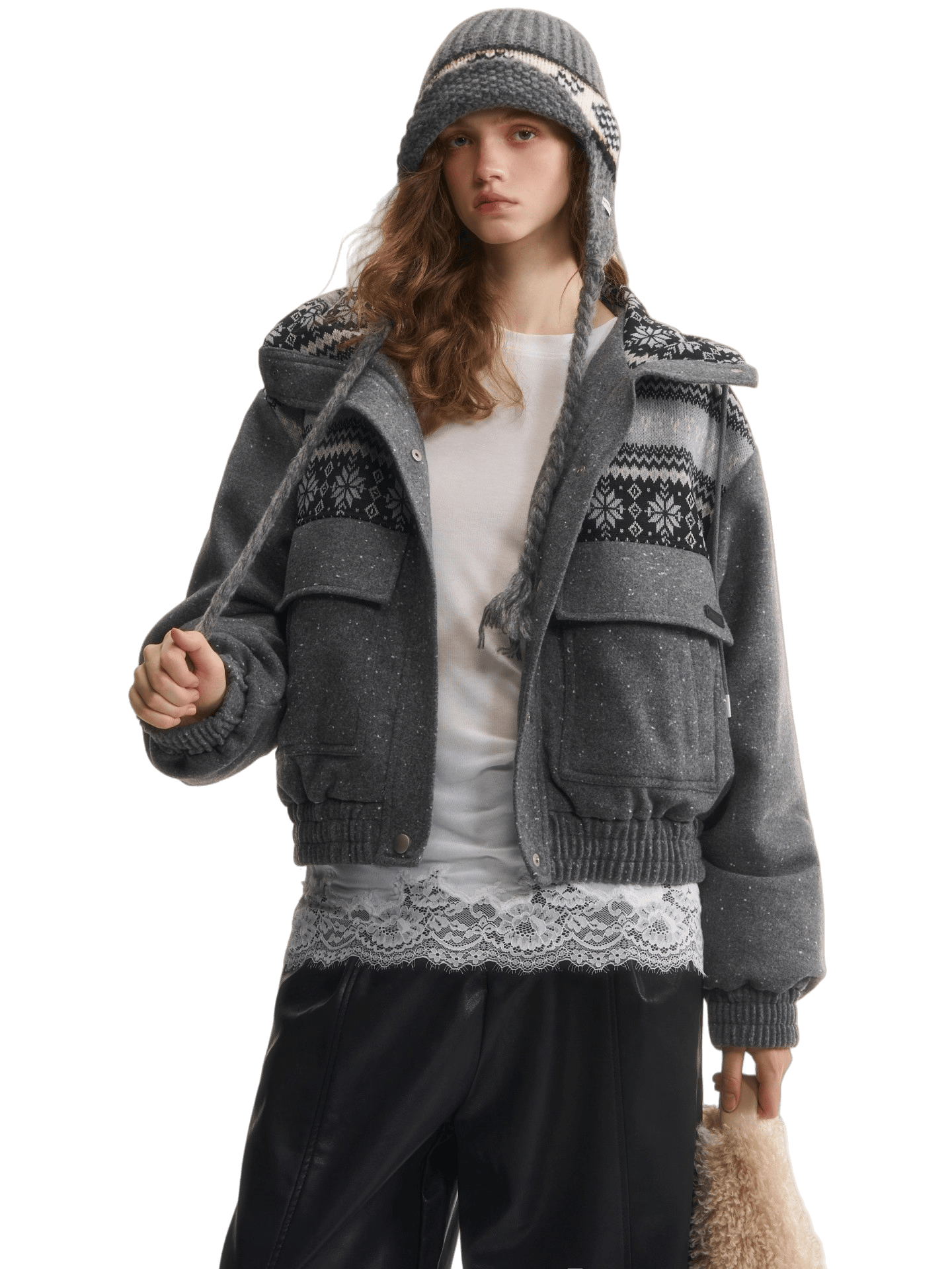 Wool-Blend Hooded Down Jacket