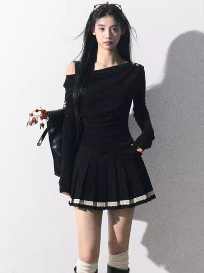 Vintage Preppy Low-Rise Pleated Mini Skirt