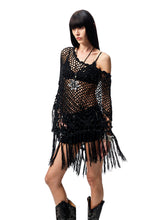 Hollow Out One-Piece Fringed Knit Shrug - CHINASQUAD