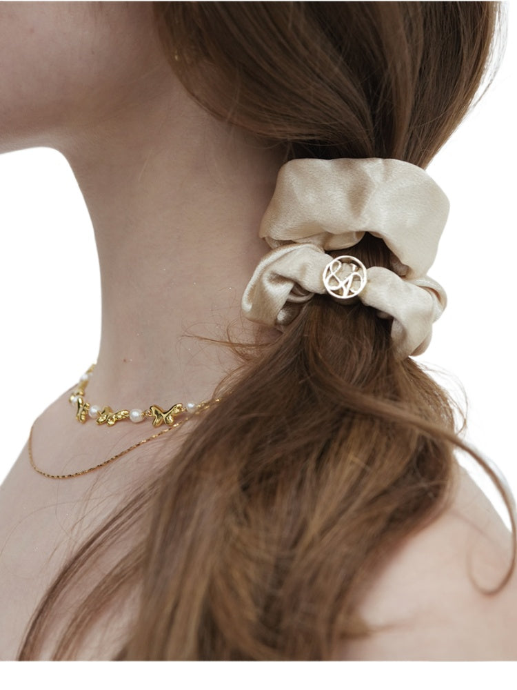 Elastic Hair Tie with Logo Metal Buckle