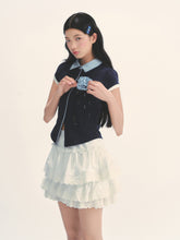 White Lace Trimmed Tiered Skirt - CHINASQUAD