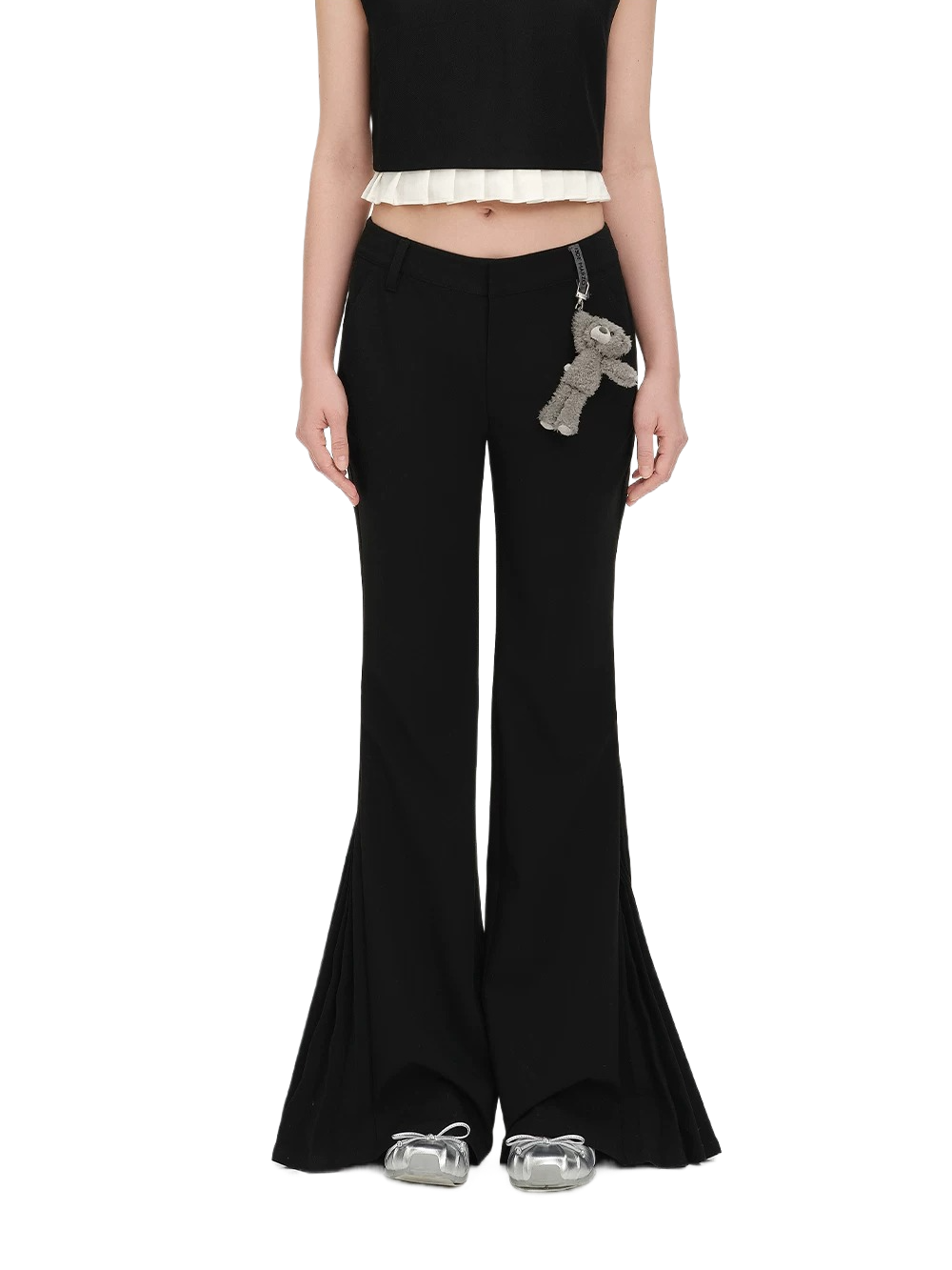 Pleated Flared Tailored Trousers