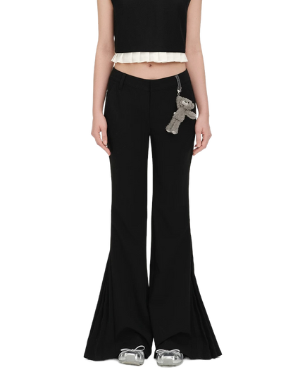 Pleated Flared Tailored Trousers