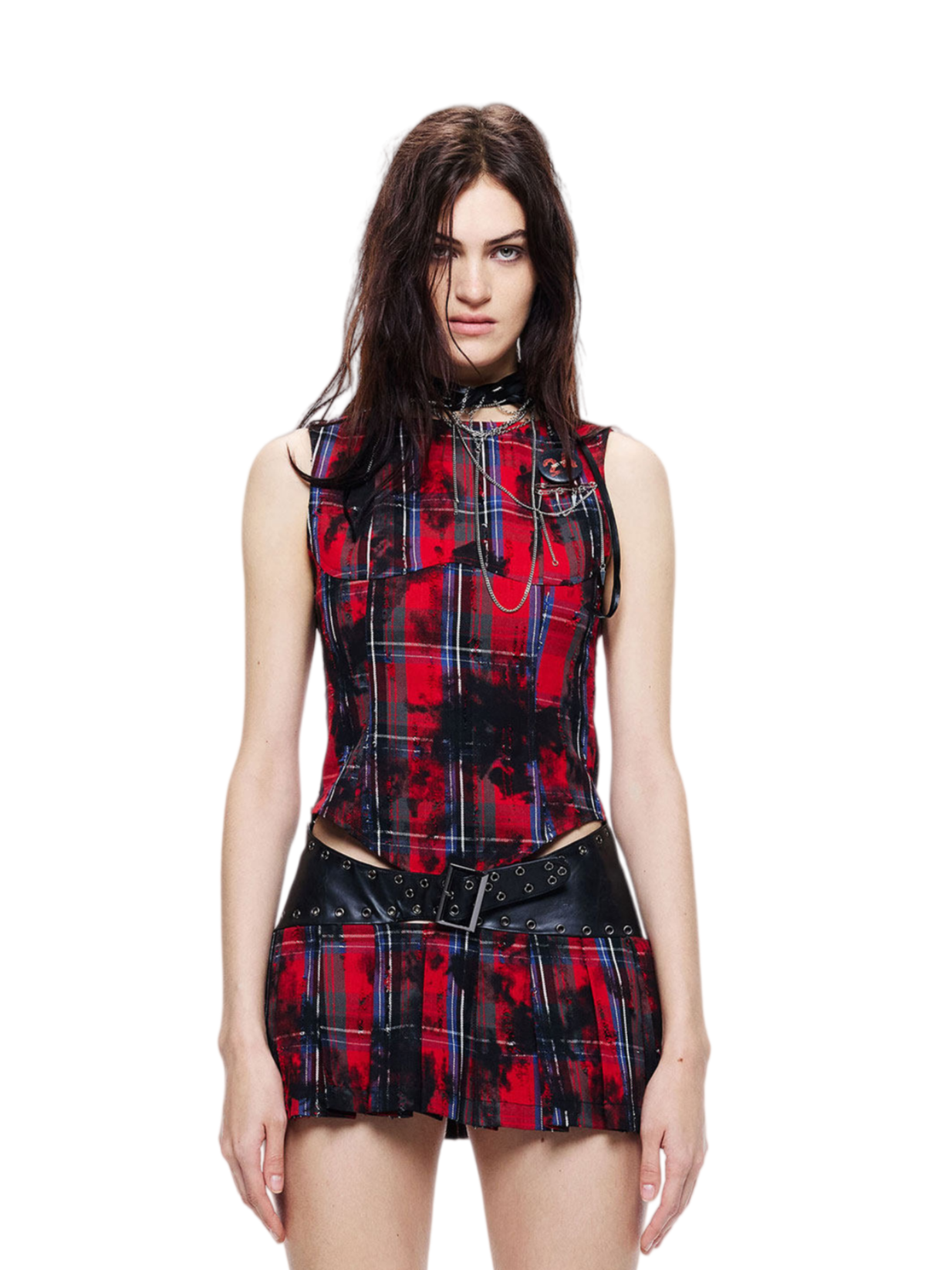 Deconstructed Plaid Two-Piece Set