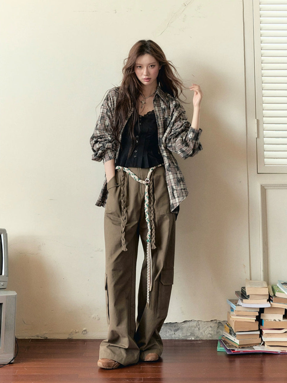 Loose-fitting Straight-leg Pants with Large Pockets