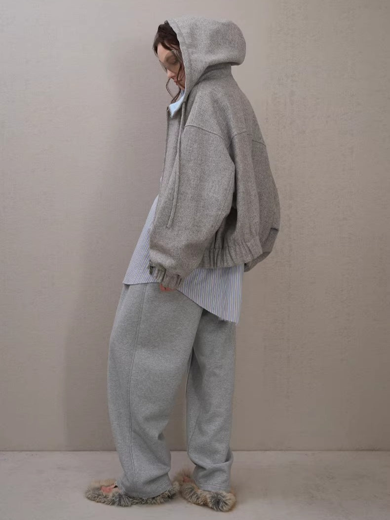 Wool-Blend Hooded Varsity Jacket