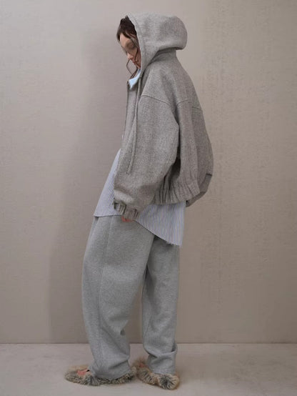 Wool-Blend Hooded Varsity Jacket