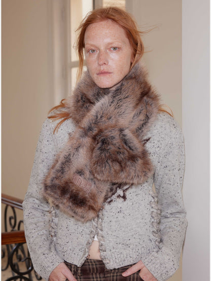 Double-tone Fur &amp; Leather Winter Scarf