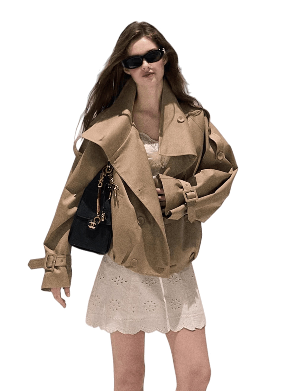 Double-Breasted Short Trench Jacket