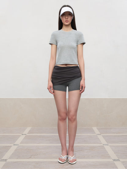 Regular-Shoulder Round Neck Short-Sleeve T-Shirt