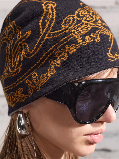 Dual-Tone Reversible Wool Knit Beanie