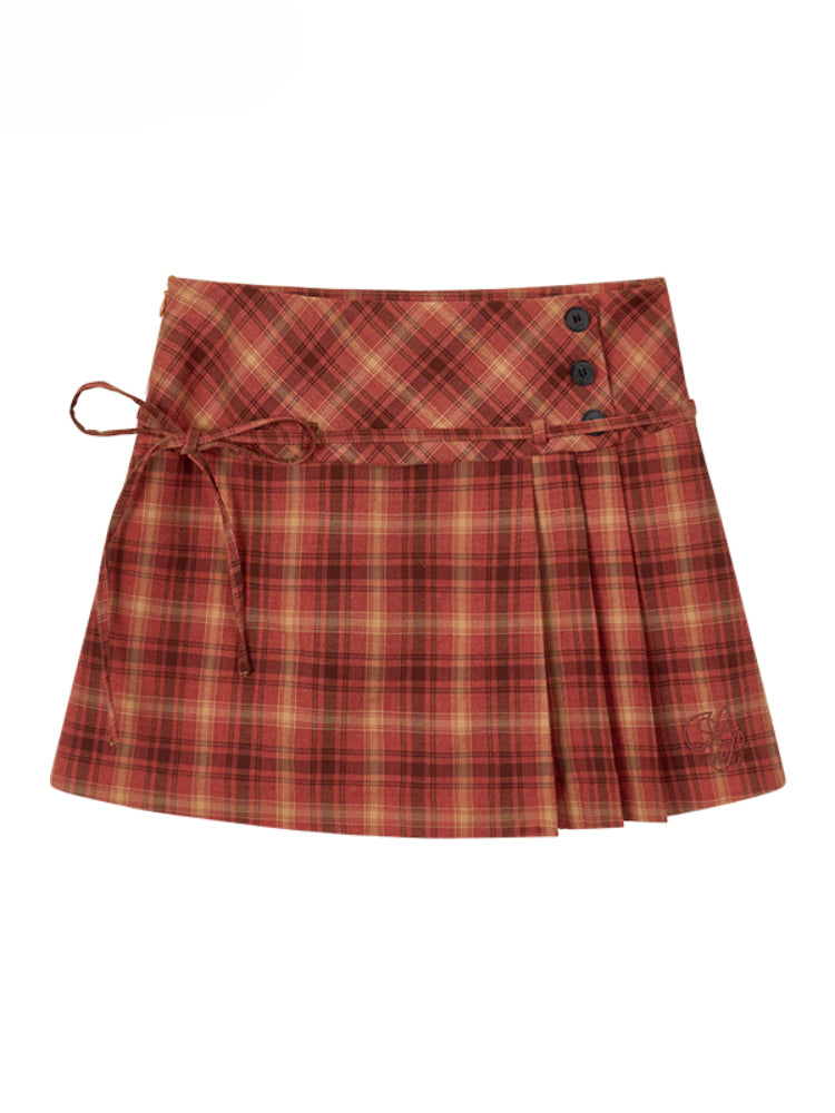 Pleated Bowknot Tie Half Skirt