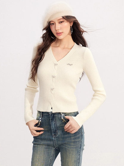 Shimmer Soft-Touch Knit V-Neck
