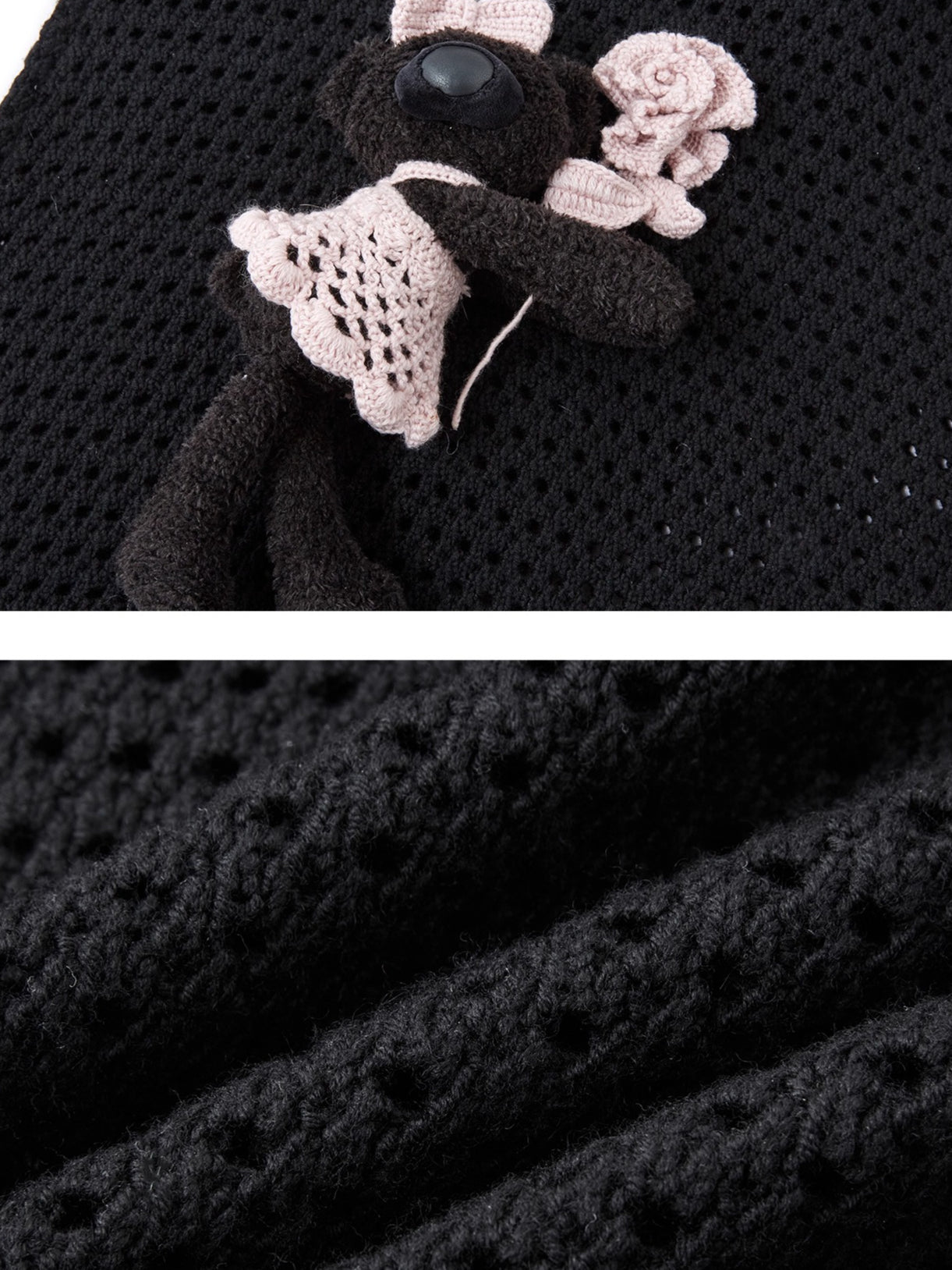 Crochet-Effect Knit Dress