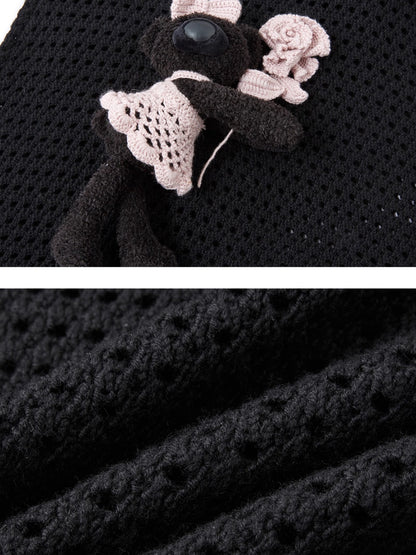 Crochet-Effect Knit Dress