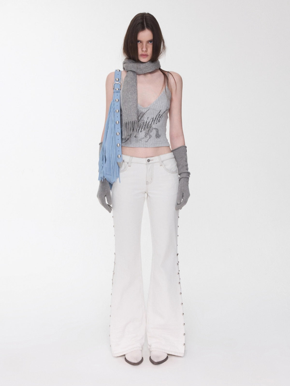 Knight Horse Rhinestone Cable-Knit Camisole