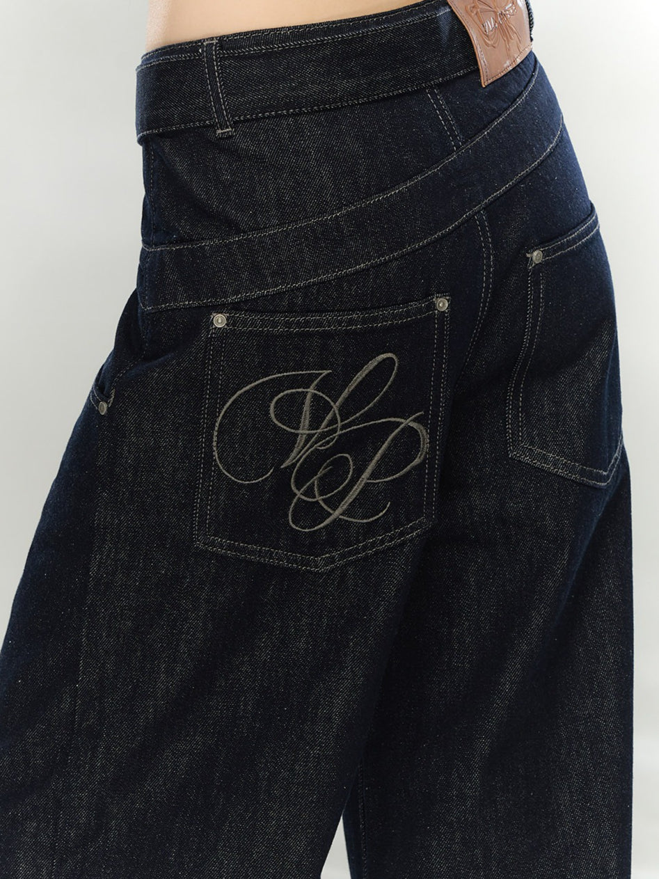 Vintage Raw Denim Straight-Leg Jeans