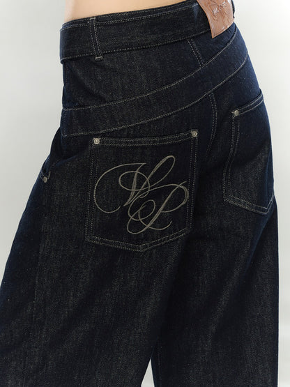 Vintage Raw Denim Straight-Leg Jeans