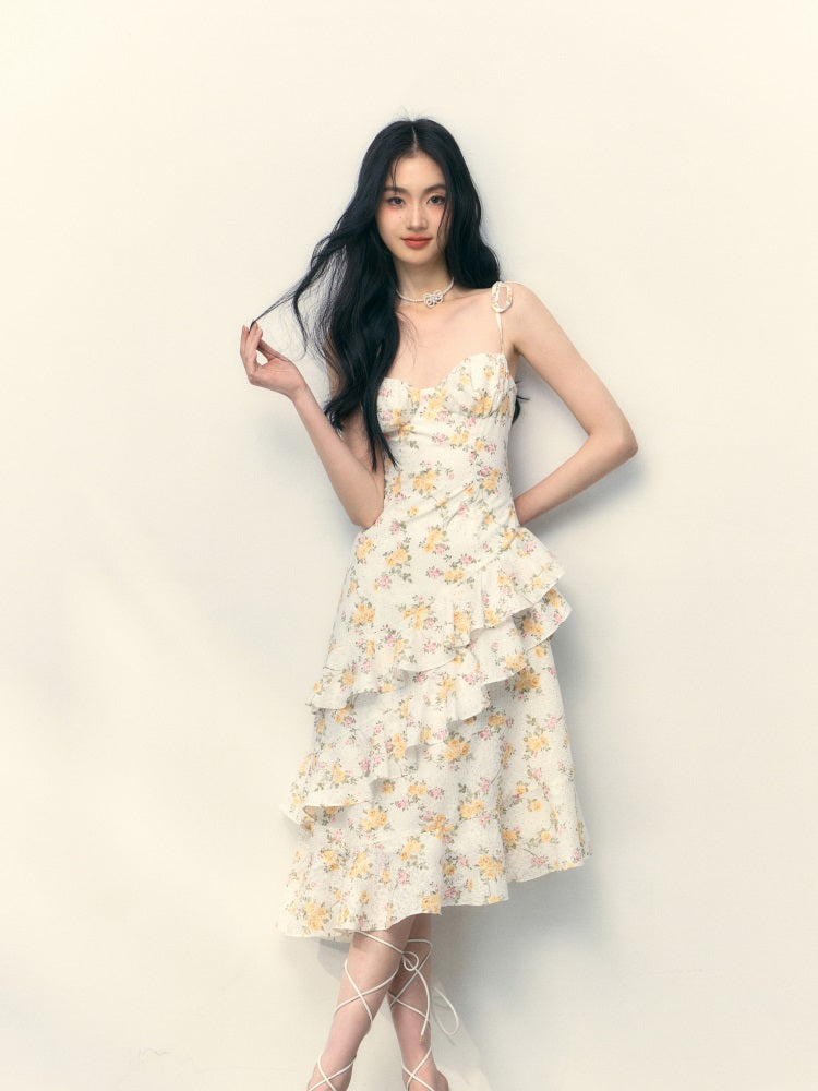 Yellow Rose Floral Dress