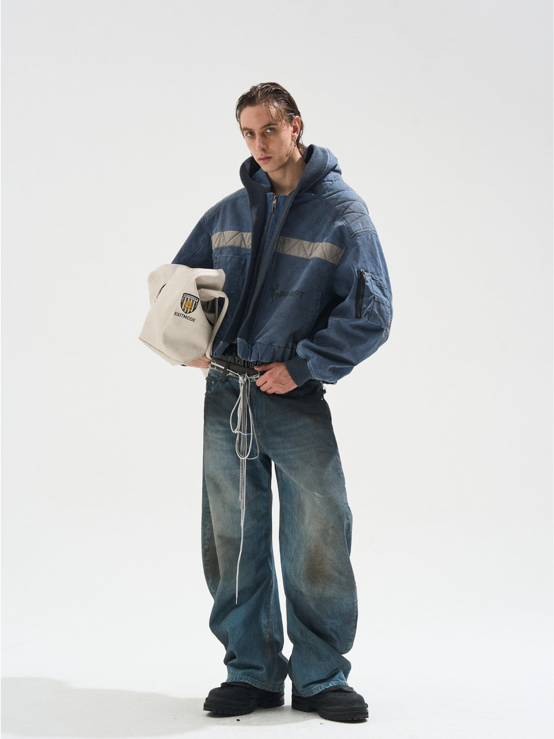 Washed Oversized Utility MA-1 Hooded Jacket