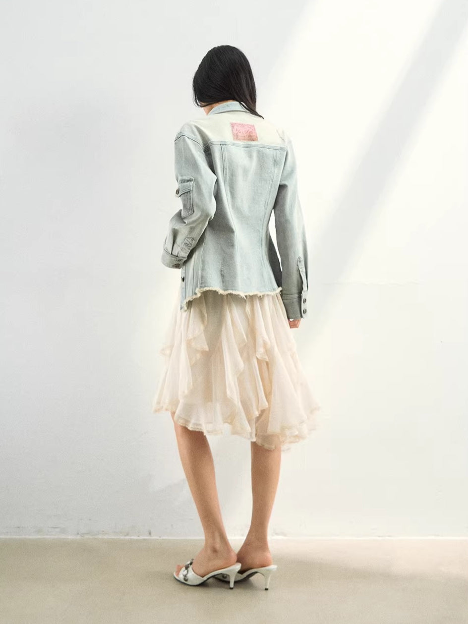 Washed Lightweight Stretch Denim Jacket