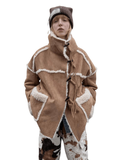 Toggle Collar Reversible Shearling Jacket