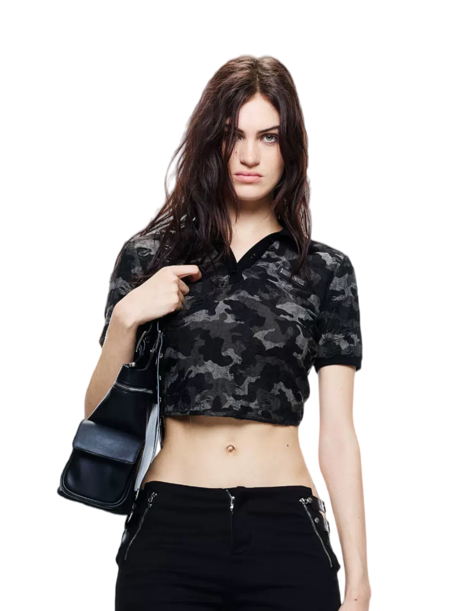 Lightweight Camouflage Polo with Back Tie Detail