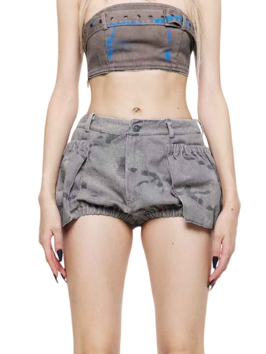 Punk Grunge Washed Camouflage Shorts