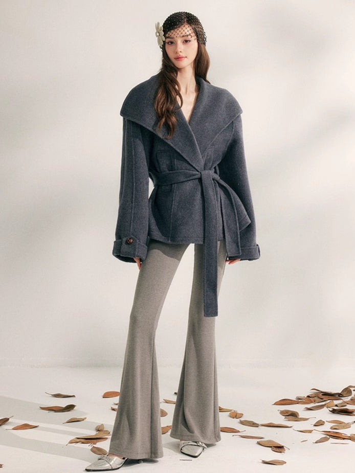 Wool Harmony Double-Faced Short Belted Jacket