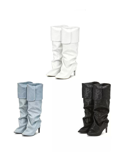 Slouch-Stiefel mit spitzer Zehenpartie
