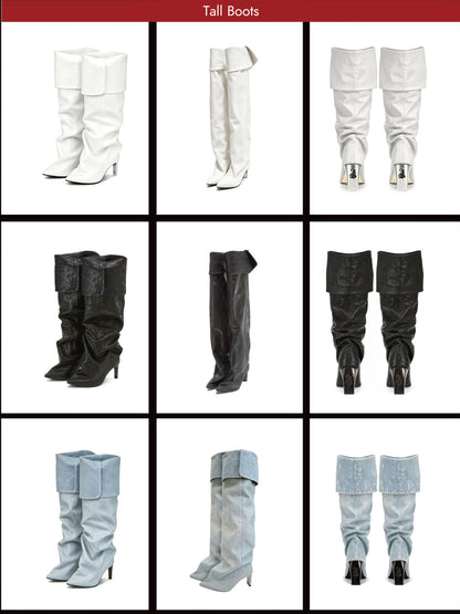 Slouch-Stiefel mit spitzer Zehenpartie