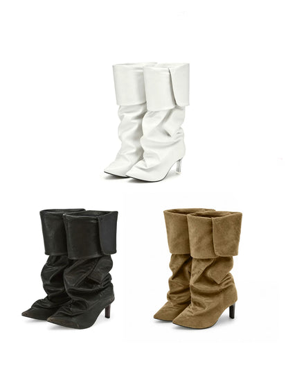 Slouch-Stiefel mit spitzer Zehenpartie