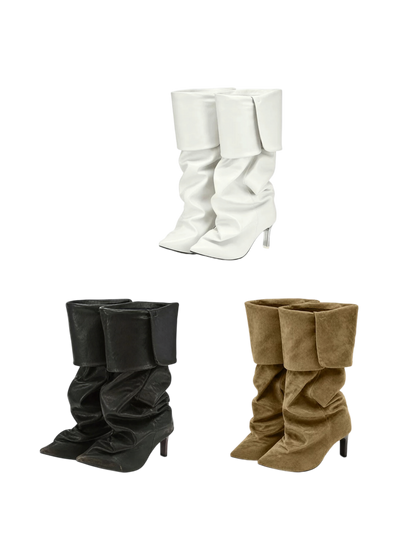 Slouch-Stiefel mit spitzer Zehenpartie