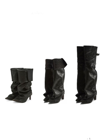 Slouch-Stiefel mit spitzer Zehenpartie