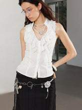 Lace Love Embroidery Polka Dot V-Neck Tank Top - CHINASQUAD