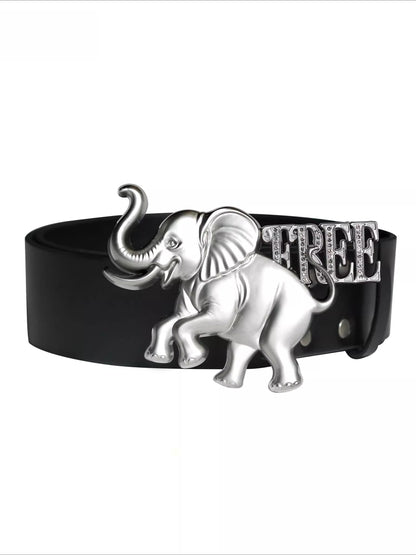 Elephant Symbol Freedom Metal Belt