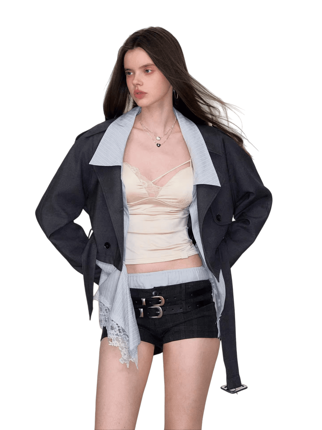 Detachable Faux Layered Blazer Jacket