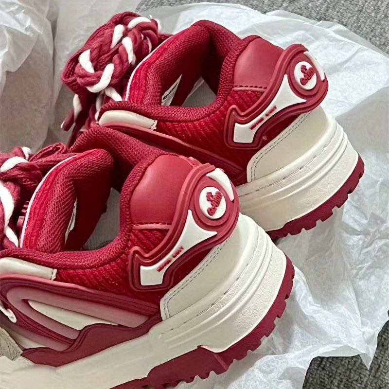 Burgundy Low-Top Casual Sneakers