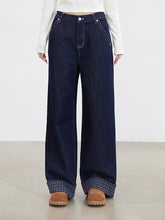 MacyMccoy Plaid Patchwork Wide-Leg Jeans - CHINASQUAD