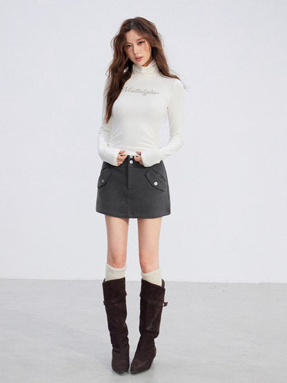 Embellished Fleece-Lined Knit Turtleneck