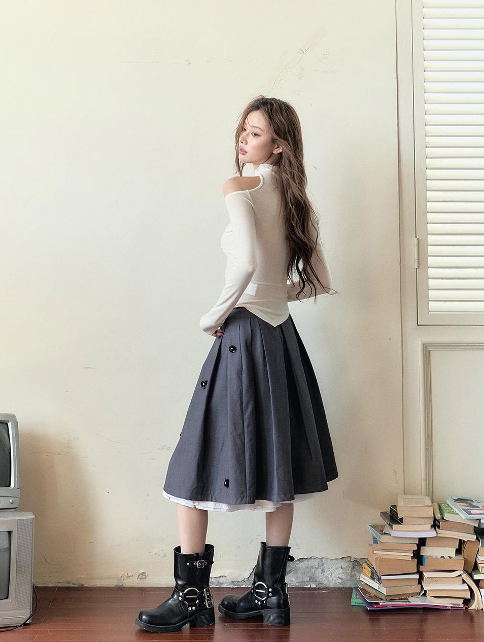 Cut-Out Tencel Long Sleeve T-shirt