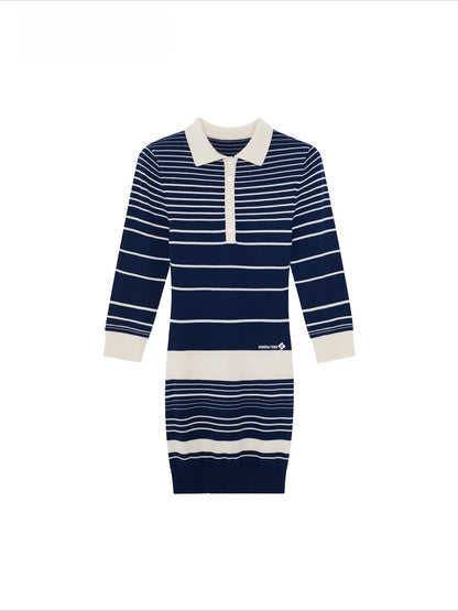 Striped Wool-Blend Knit Midi Dress - CHINASQUAD