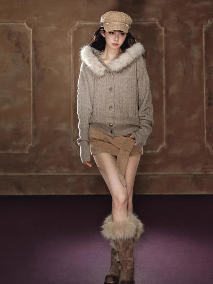 Corduroy Low-Rise Wide Belt Mini Skirt