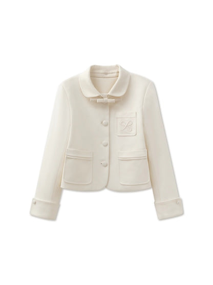 Navy &amp; Beige Detachable Collar Jacket